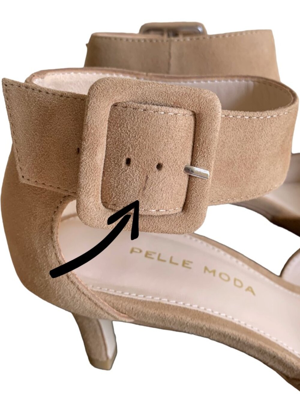 NWT PELLE MODA Latte Light Beige Kady Suede Ankle Strap Pump Sz 5.5 SEE PHOTOS - Picture 12 of 15